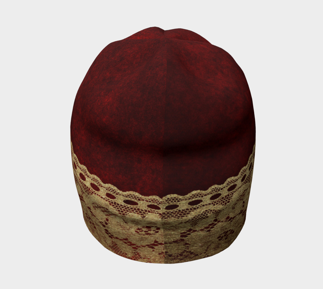Red Velvet With Gold Lace Band Beanie preview #4