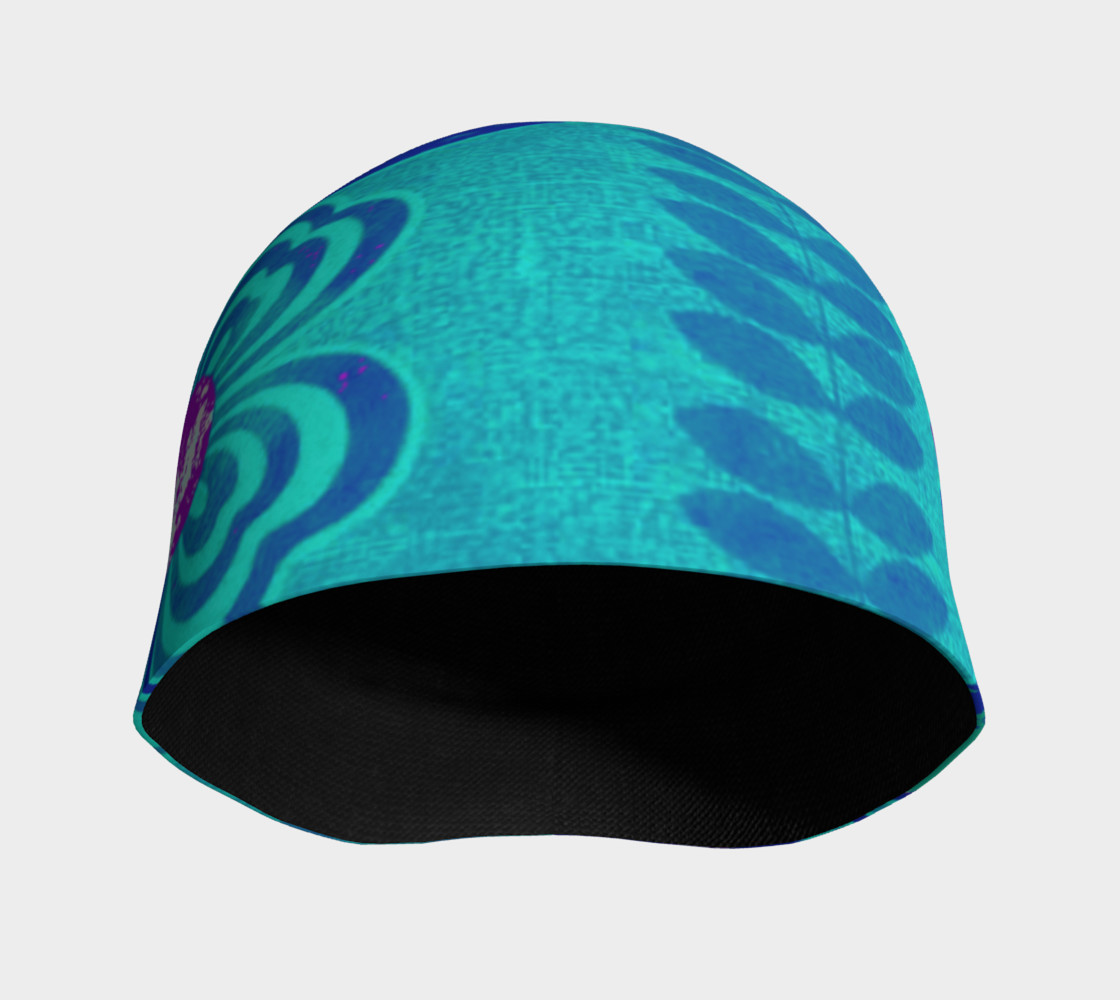 Psychedelic Blue Flower Beanie Skull Cap preview #3