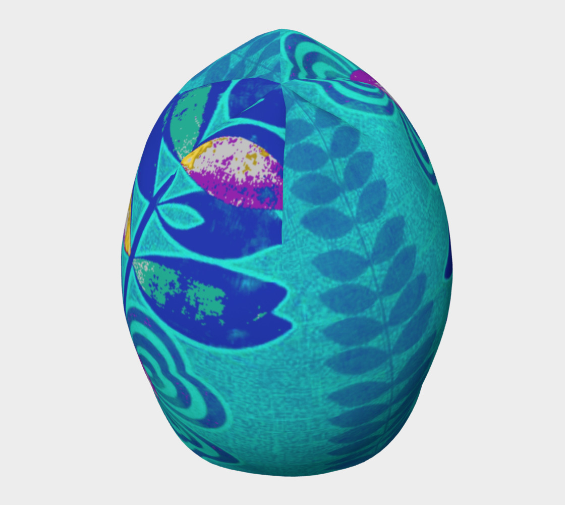 Psychedelic Blue Flower Beanie Skull Cap preview #5