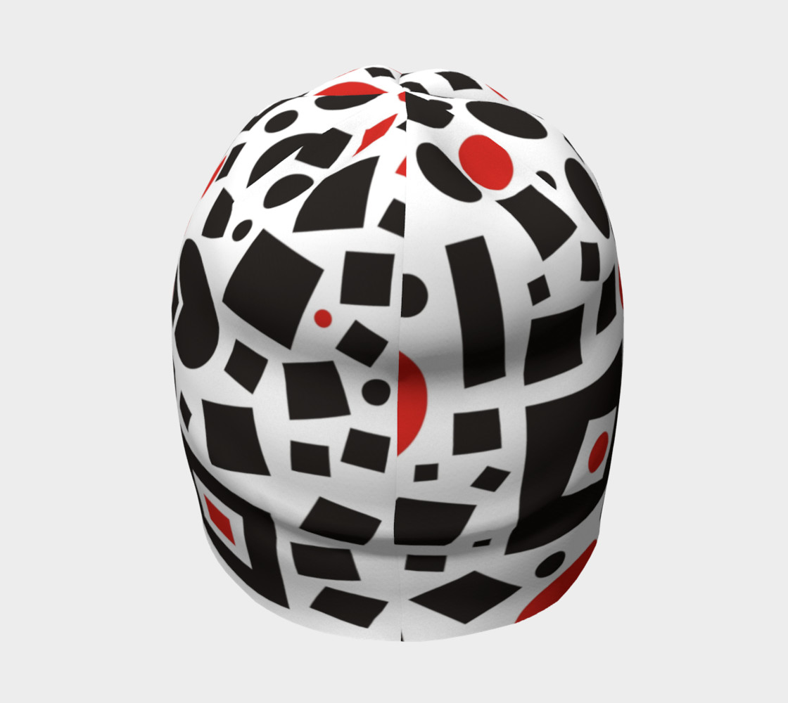 geometric white black red beanie preview #4
