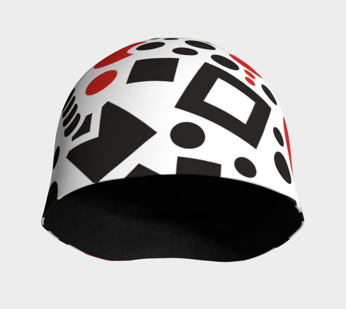 geometric white black red beanie preview #3