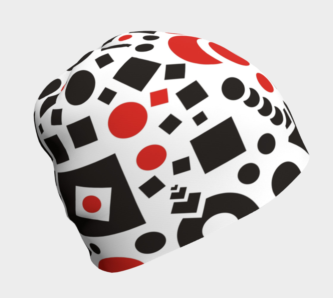 geometric white black red beanie preview #1