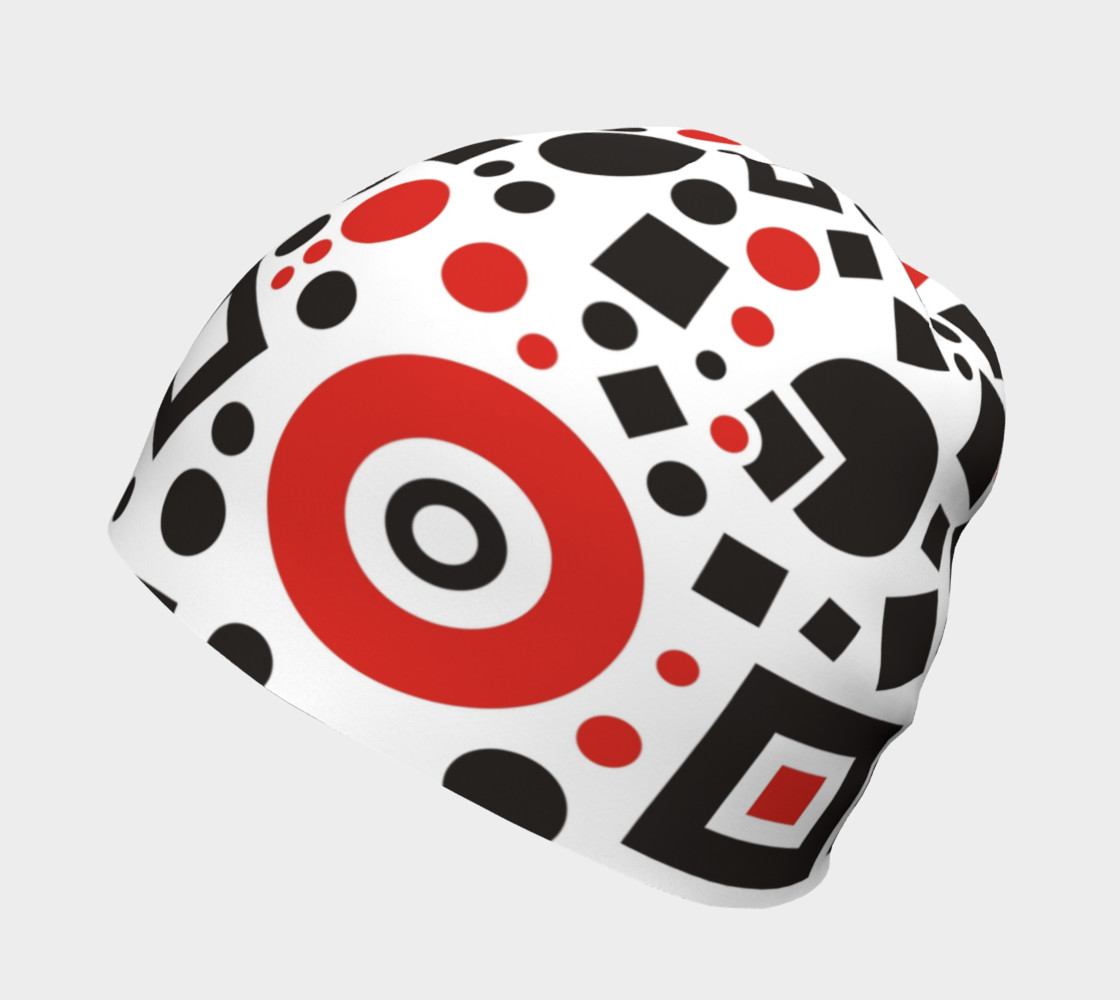 geometric white black red beanie preview #2