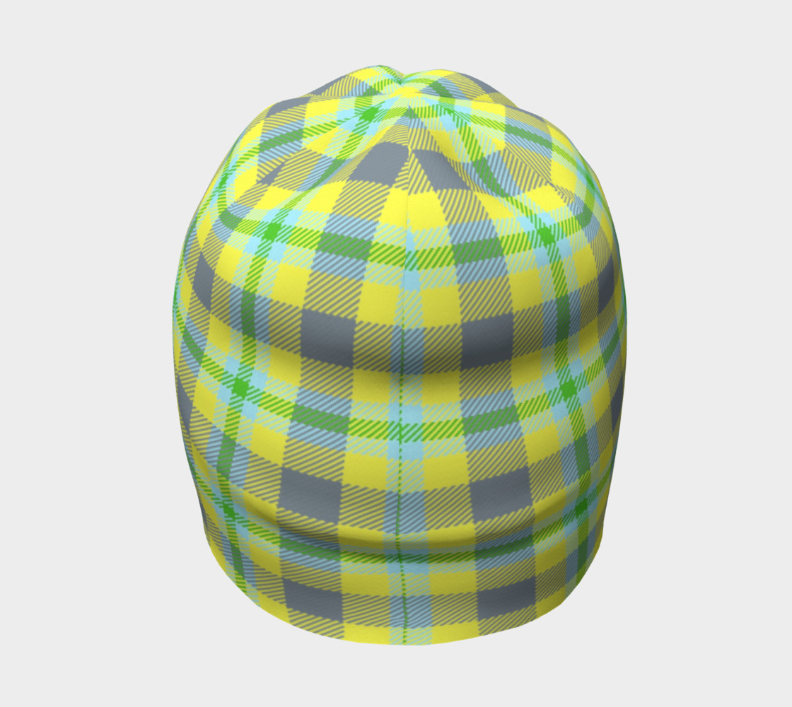 Yellow, Light Blue, & Green Plaid Beanie preview #4