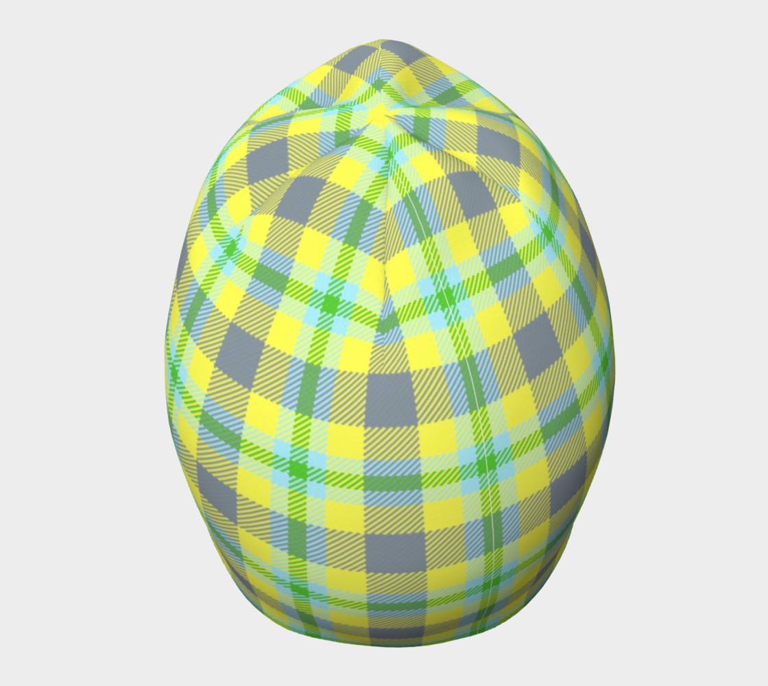 Yellow, Light Blue, & Green Plaid Beanie preview #5