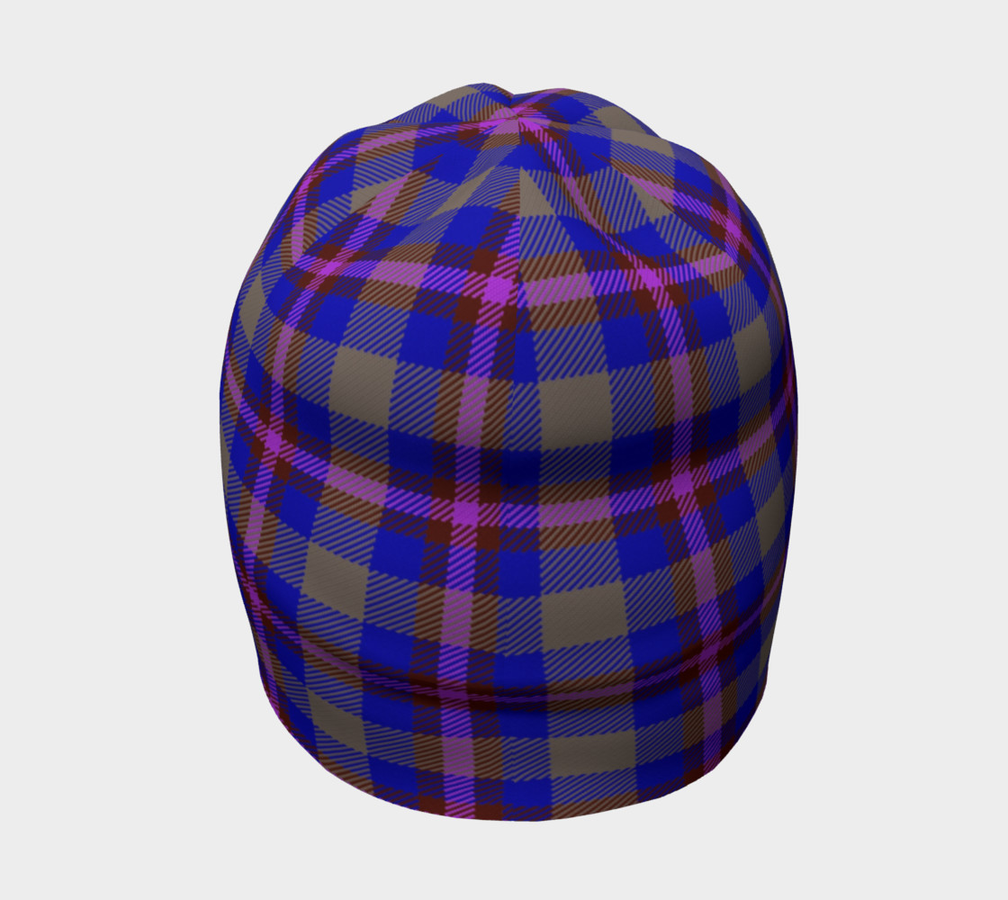 Blue, Grey, and Purple Plaid Beanie preview #4