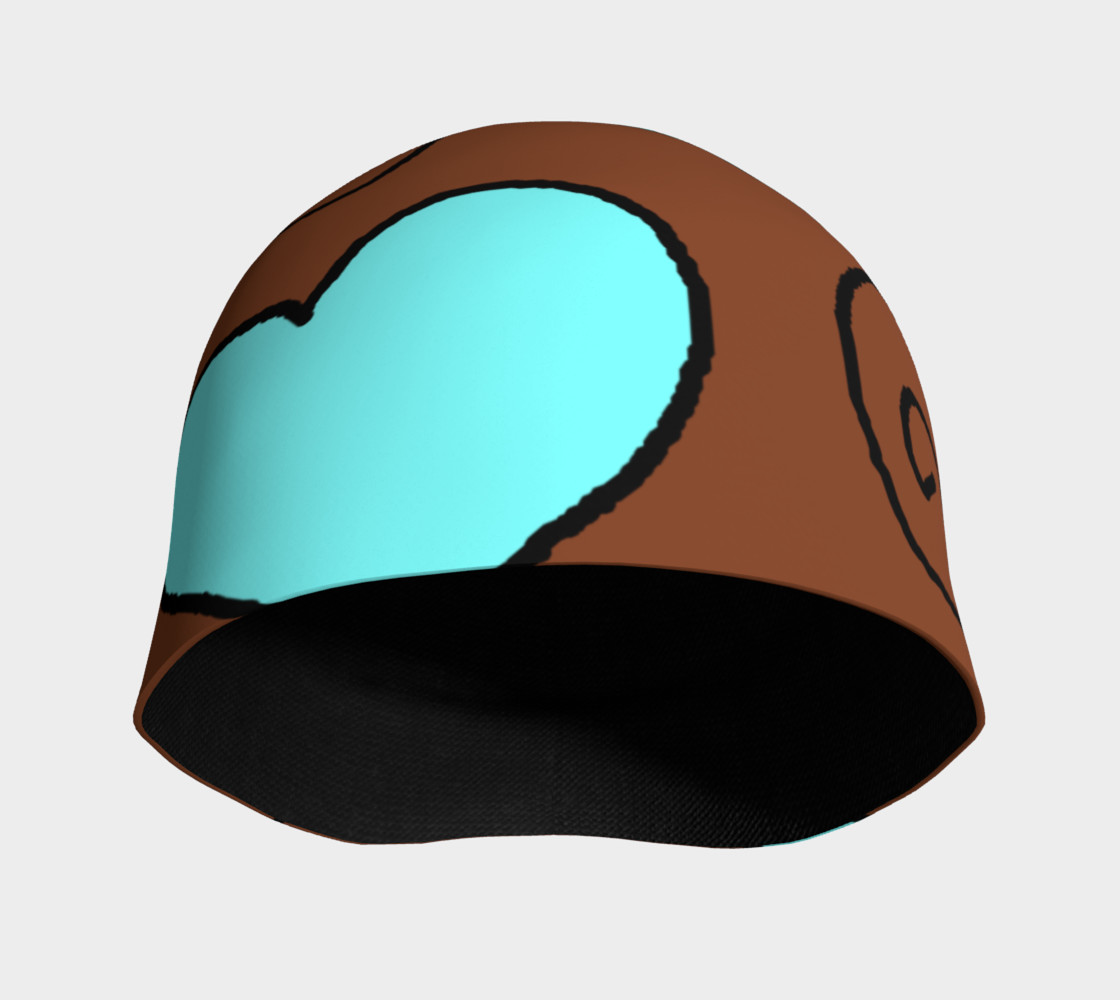 Brown with Light Blue Hearts Beanie preview #3