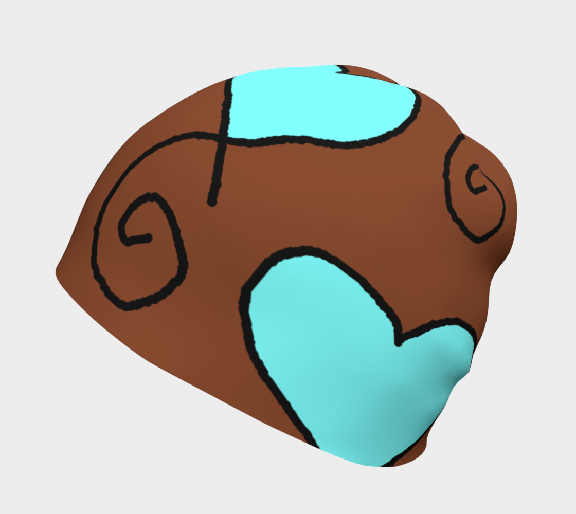 Brown with Light Blue Hearts Beanie preview #2
