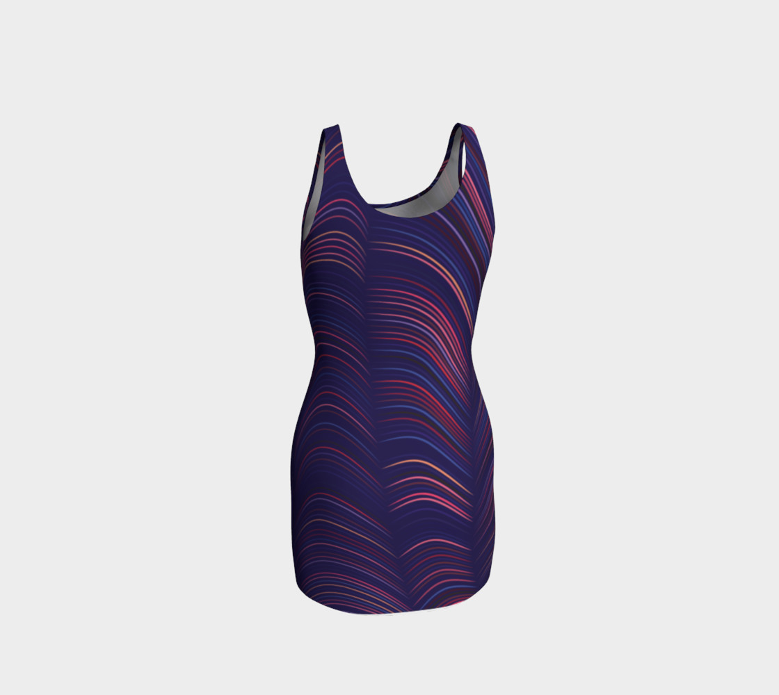 Neon Lines - Indigo Sunset BodyCon Yoga Tank Top Dress preview #3