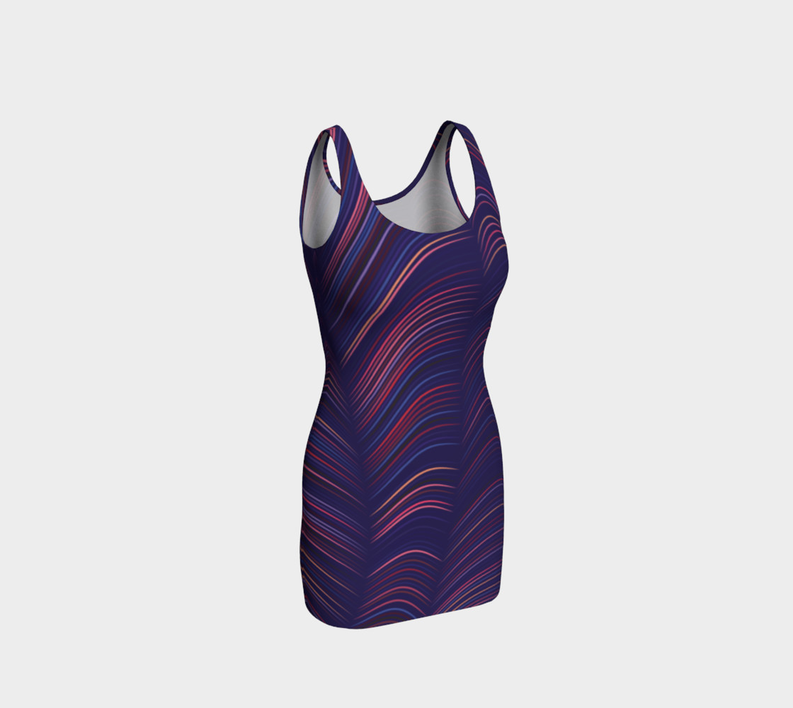 Neon Lines - Indigo Sunset BodyCon Yoga Tank Top Dress preview #1