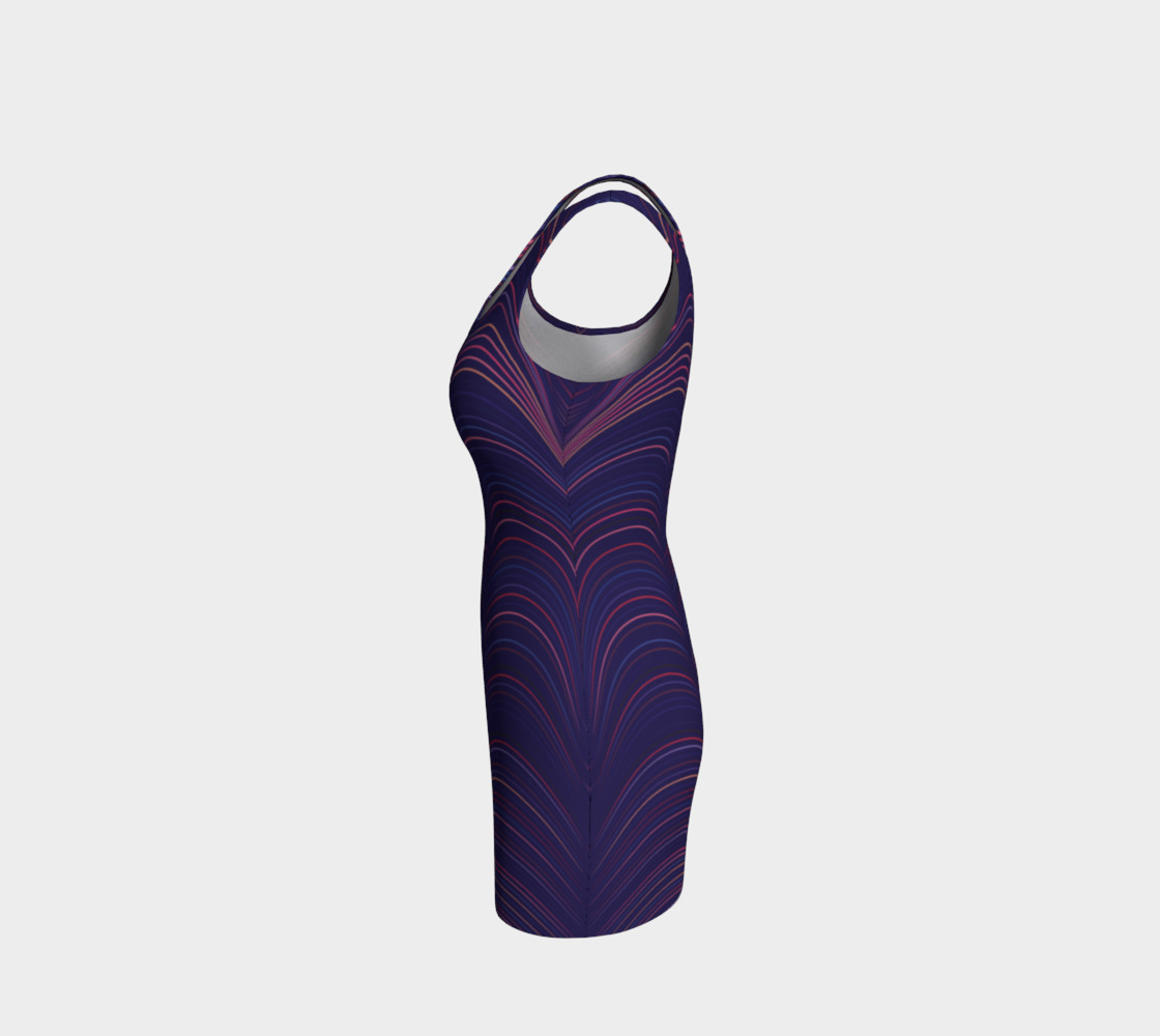 Neon Lines - Indigo Sunset BodyCon Yoga Tank Top Dress preview #2