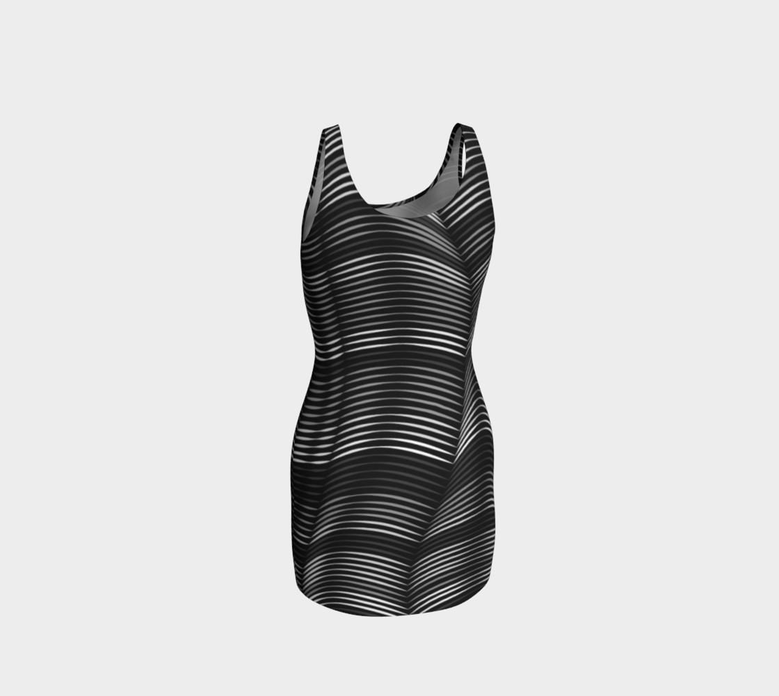 Black and White - Neon Lines BodyCon Yoga Tank Top Dress thumbnail #4