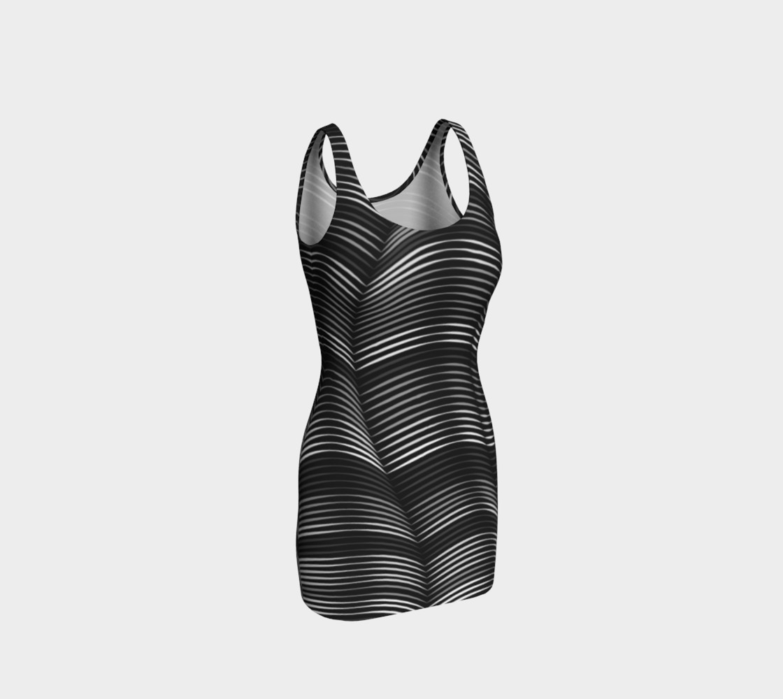 Black and White - Neon Lines BodyCon Yoga Tank Top Dress 3D preview