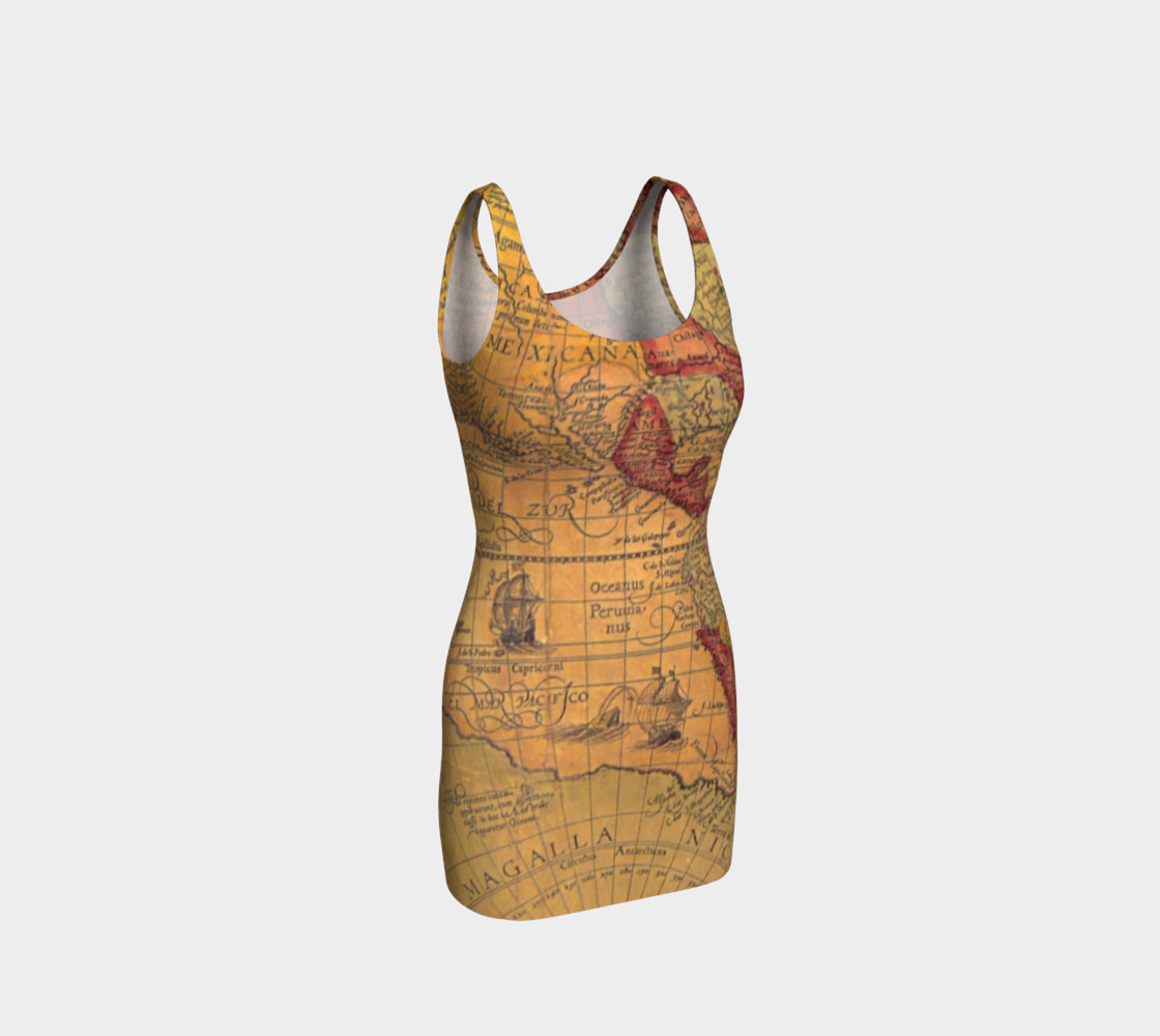 vintage map of the world painting print dress