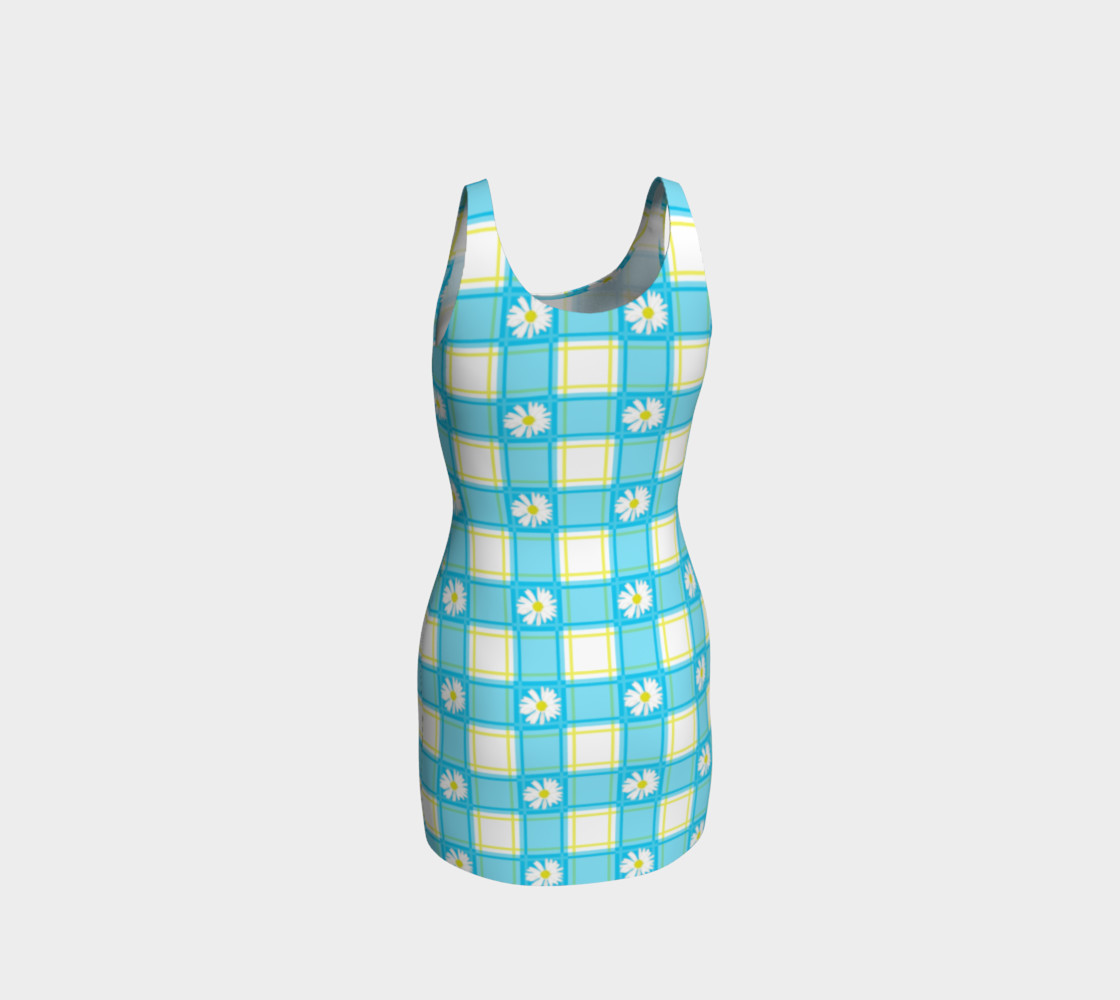 Daisies on Blue Gingham Plaid preview #3