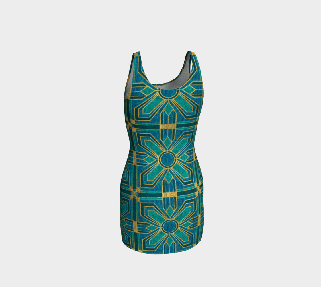 Art Deco Floral Tiles in Turquoise and Blue preview #3