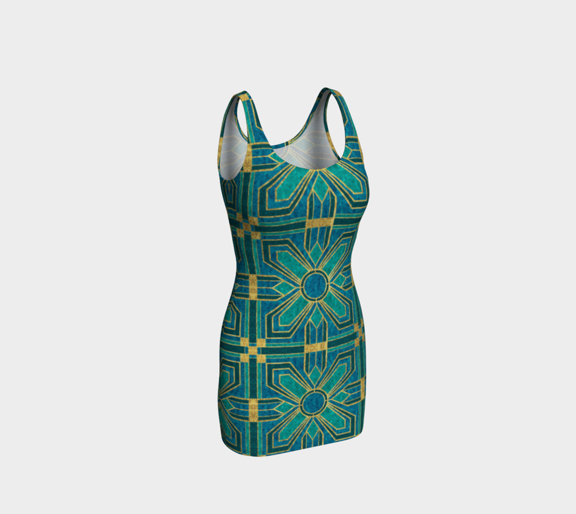 Art Deco Floral Tiles in Turquoise and Blue preview #1