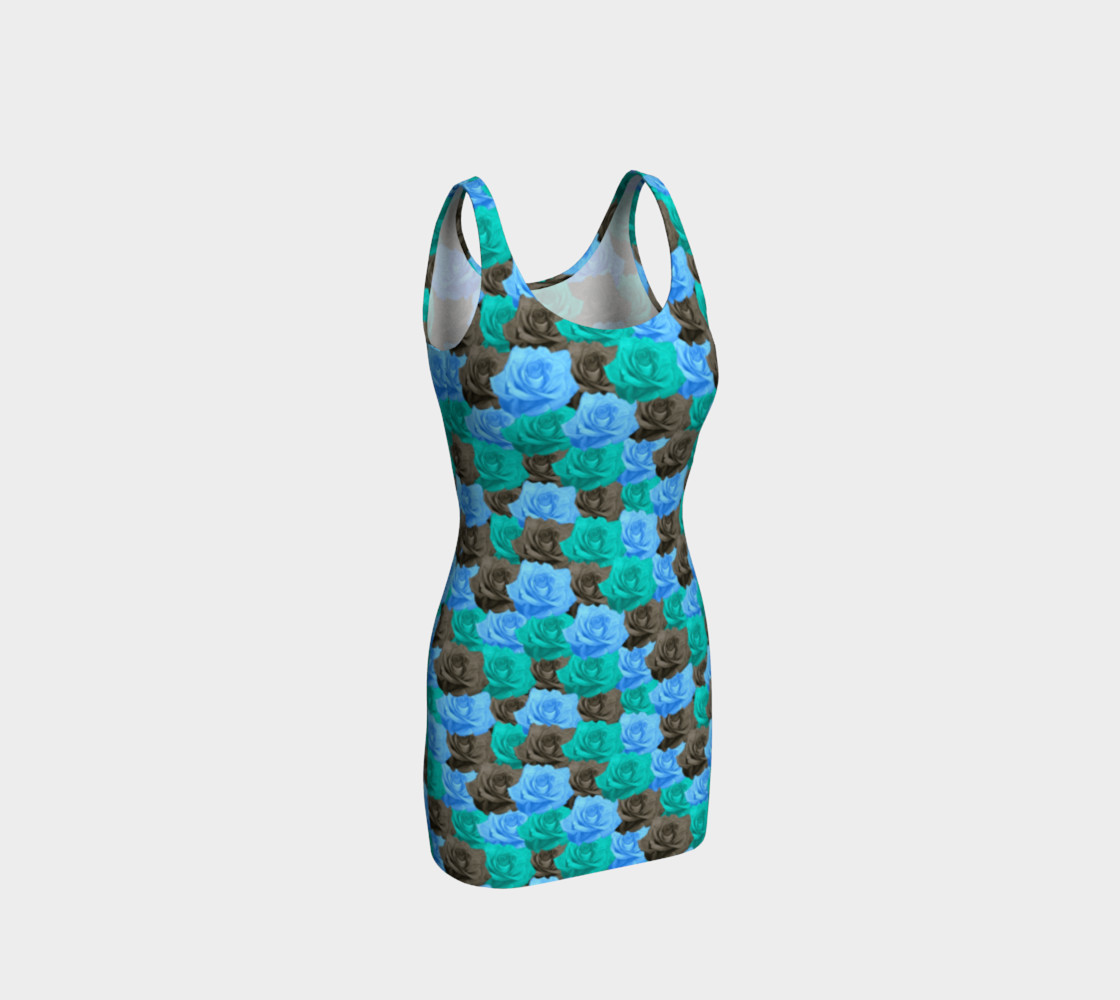 Blue Roses Bodycon Dress 3D preview