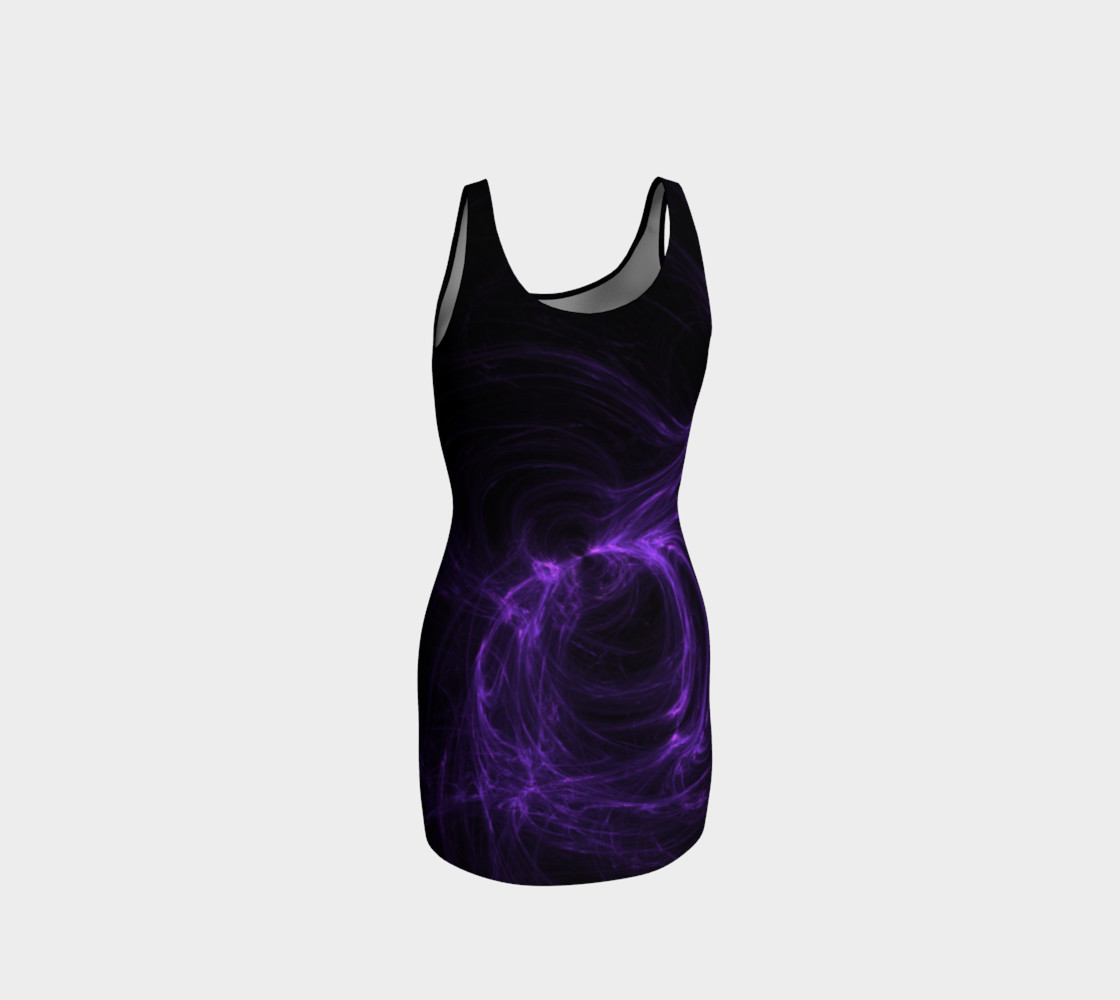 Purple Fractal on Black Bodycon Dress preview #3