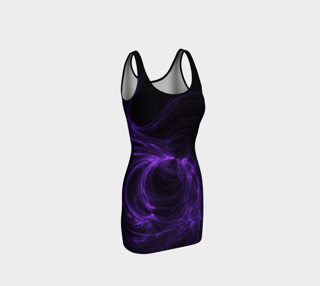 Purple Fractal on Black Bodycon Dress preview #1