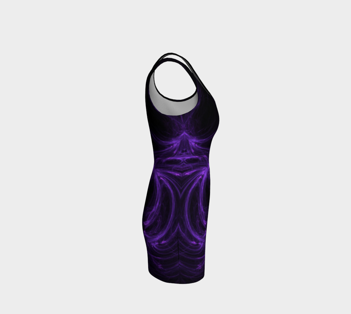 Purple Fractal on Black Bodycon Dress preview #4