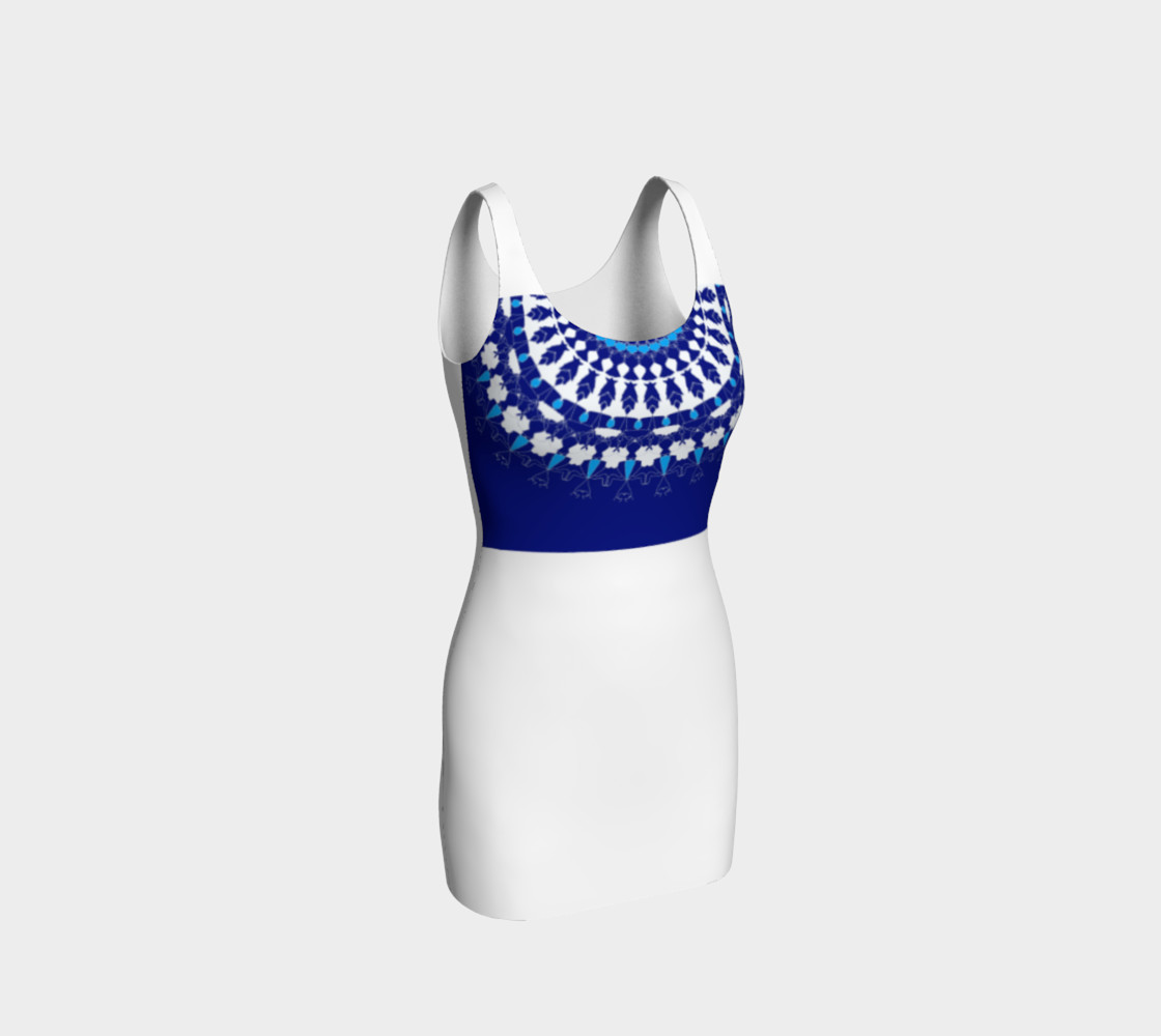 blue and white bodycon dress