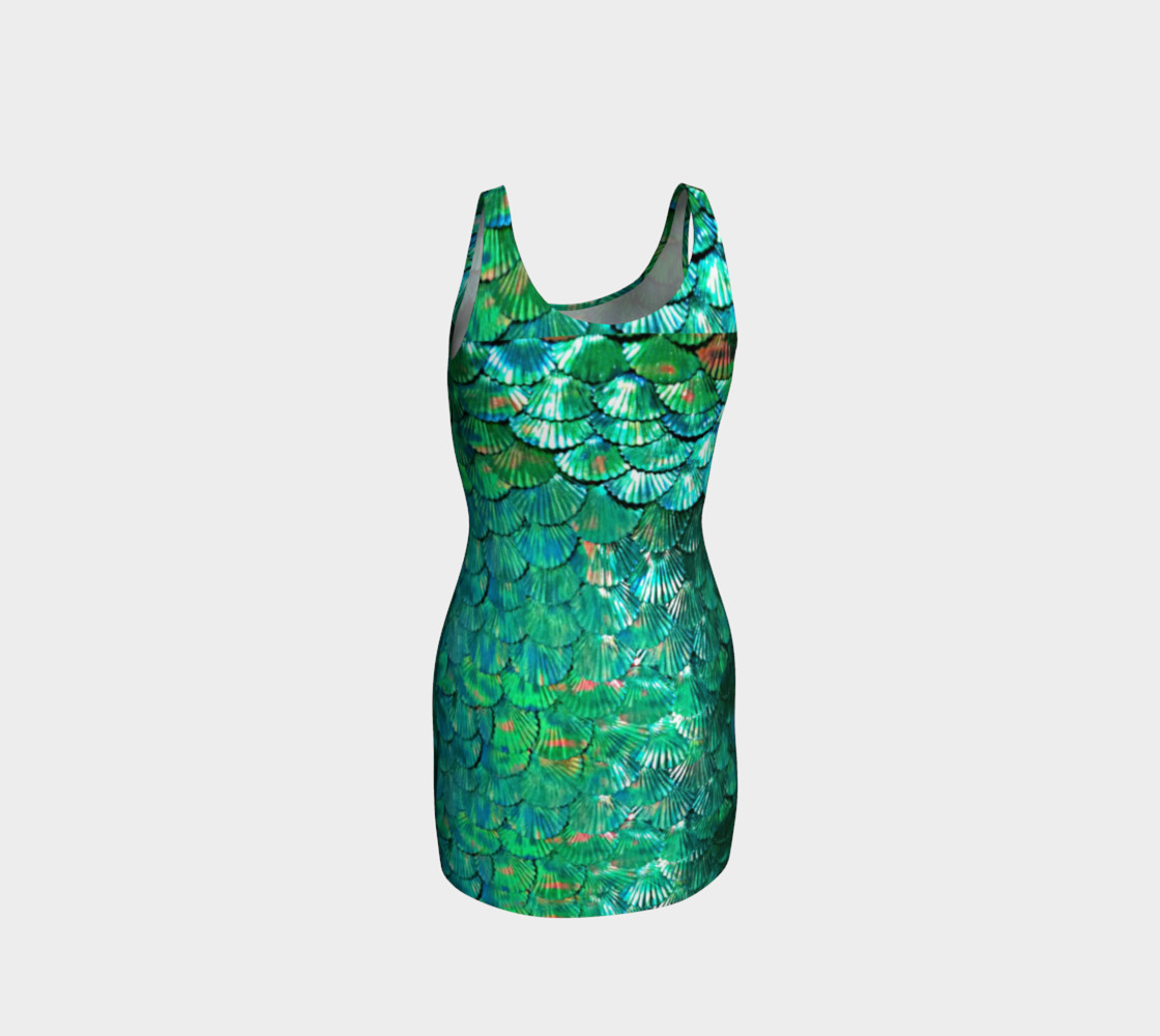Mermaid Shell Green Scale Wiggle Dress preview #3
