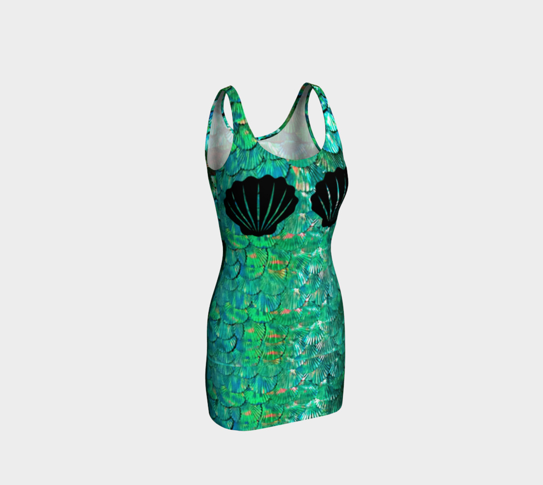 Mermaid Shell Green Scale Wiggle Dress thumbnail #2