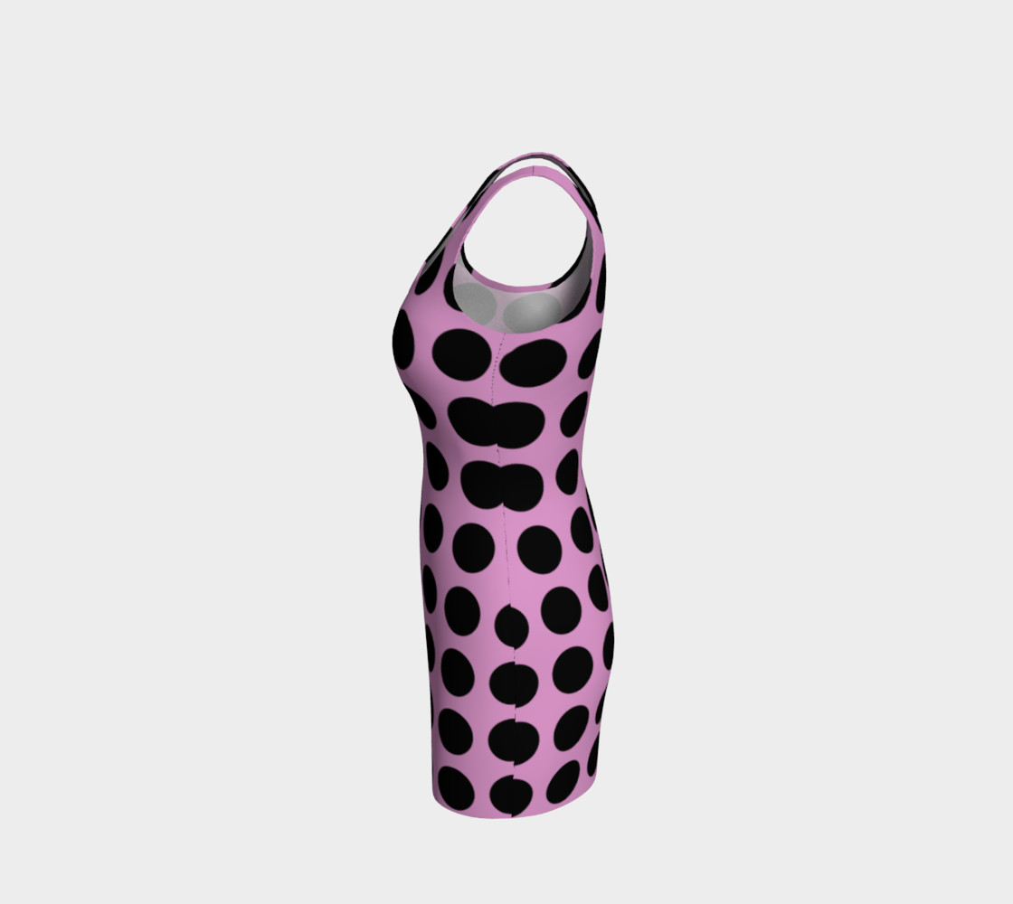 PINK with BLACK dots Bodycon Dress preview #2