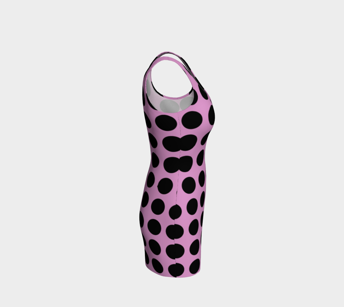 PINK with BLACK dots Bodycon Dress preview #4