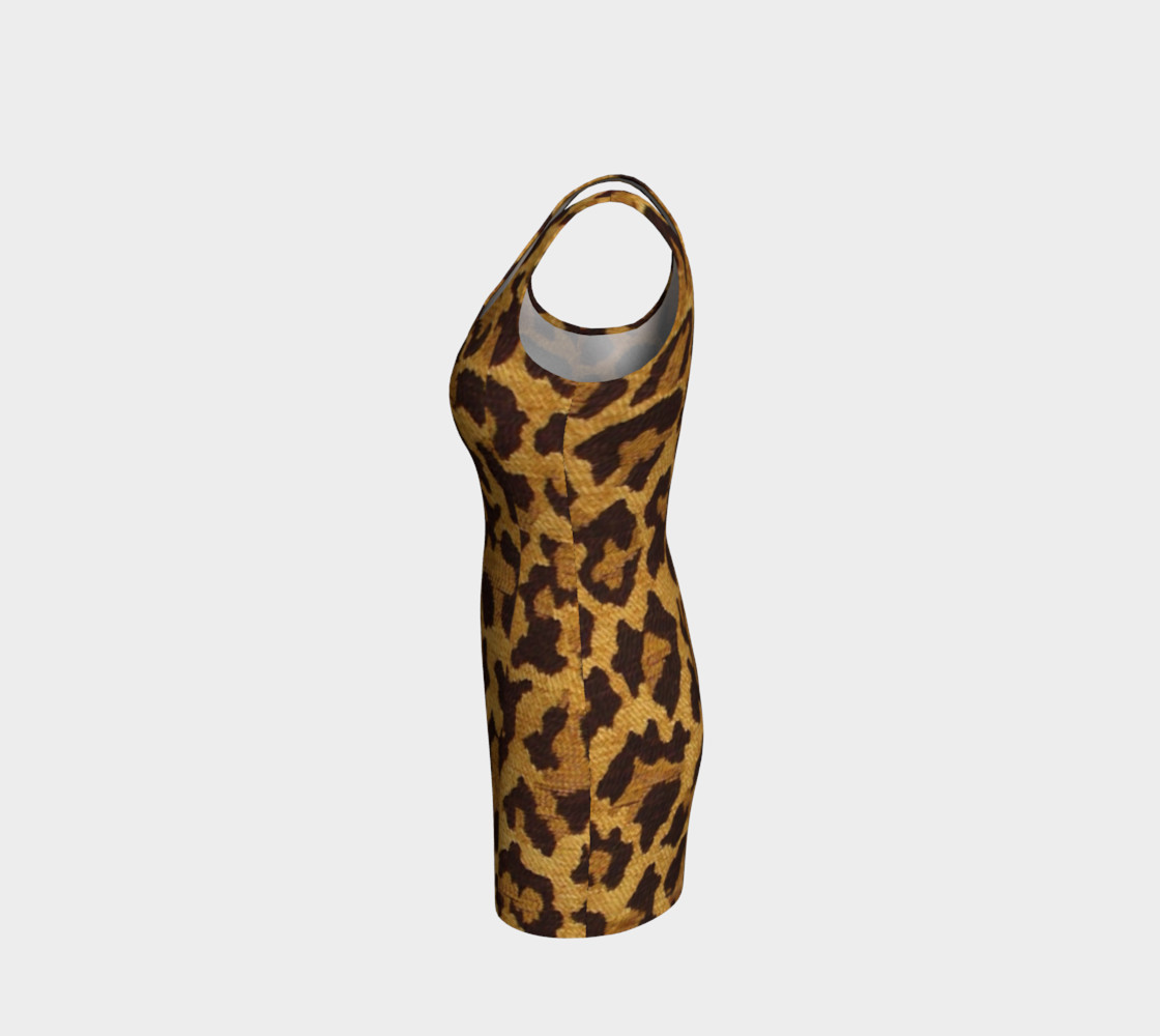 Brown and Gold Leopard Print Fitted Dress thumbnail #3
