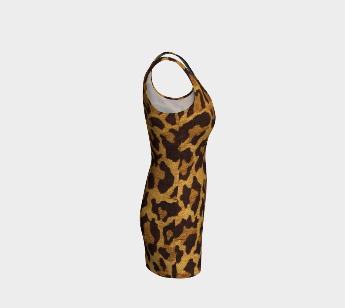 Brown and Gold Leopard Print Fitted Dress preview #4