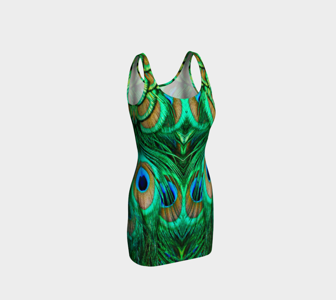 Peacock Feathers Reflection Fitted Dress preview #1
