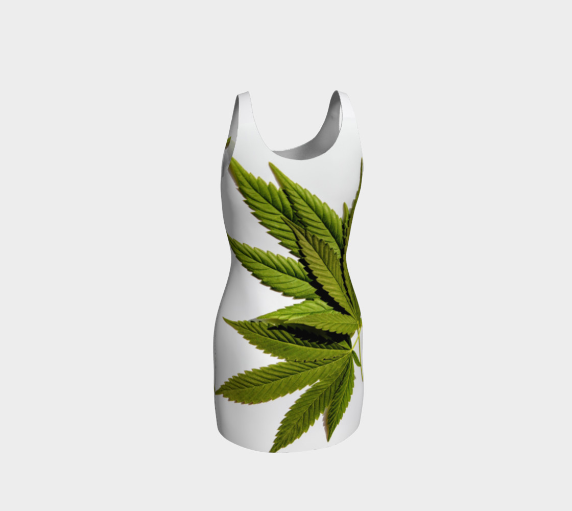 Marijuana Leaves Olive and Black on White Miniature #4