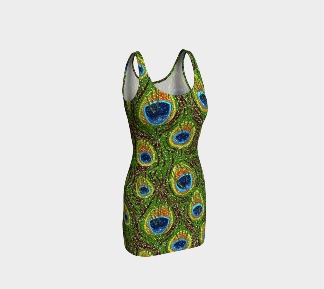 Peacock Feather Glitter Print Fitted Dress thumbnail #2