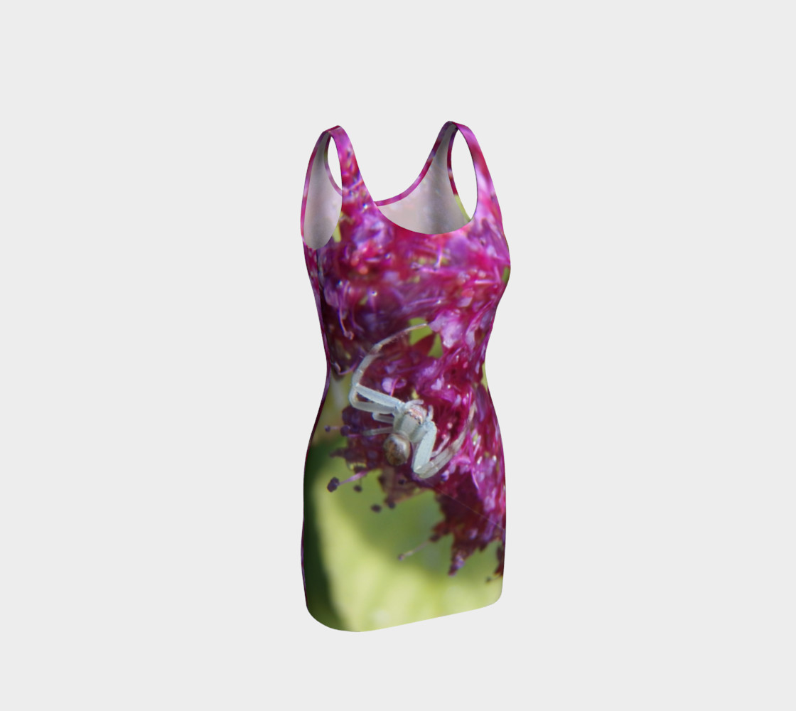 Aperçu de Pink Spirea and Green Crab Spider Bodycon Dress #1