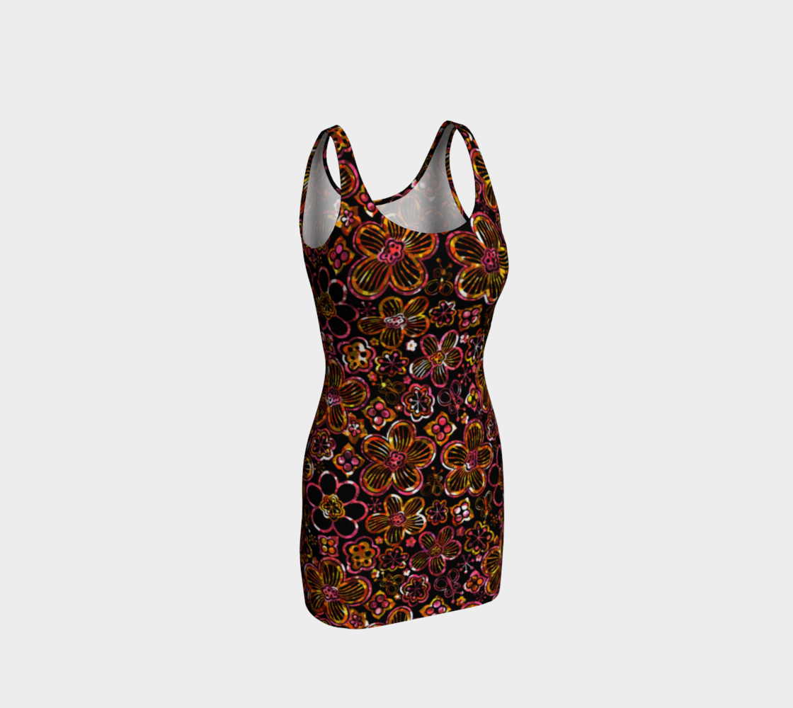 Colorful Stained Glass Look Whimsical Floral Fitted Dress preview #1