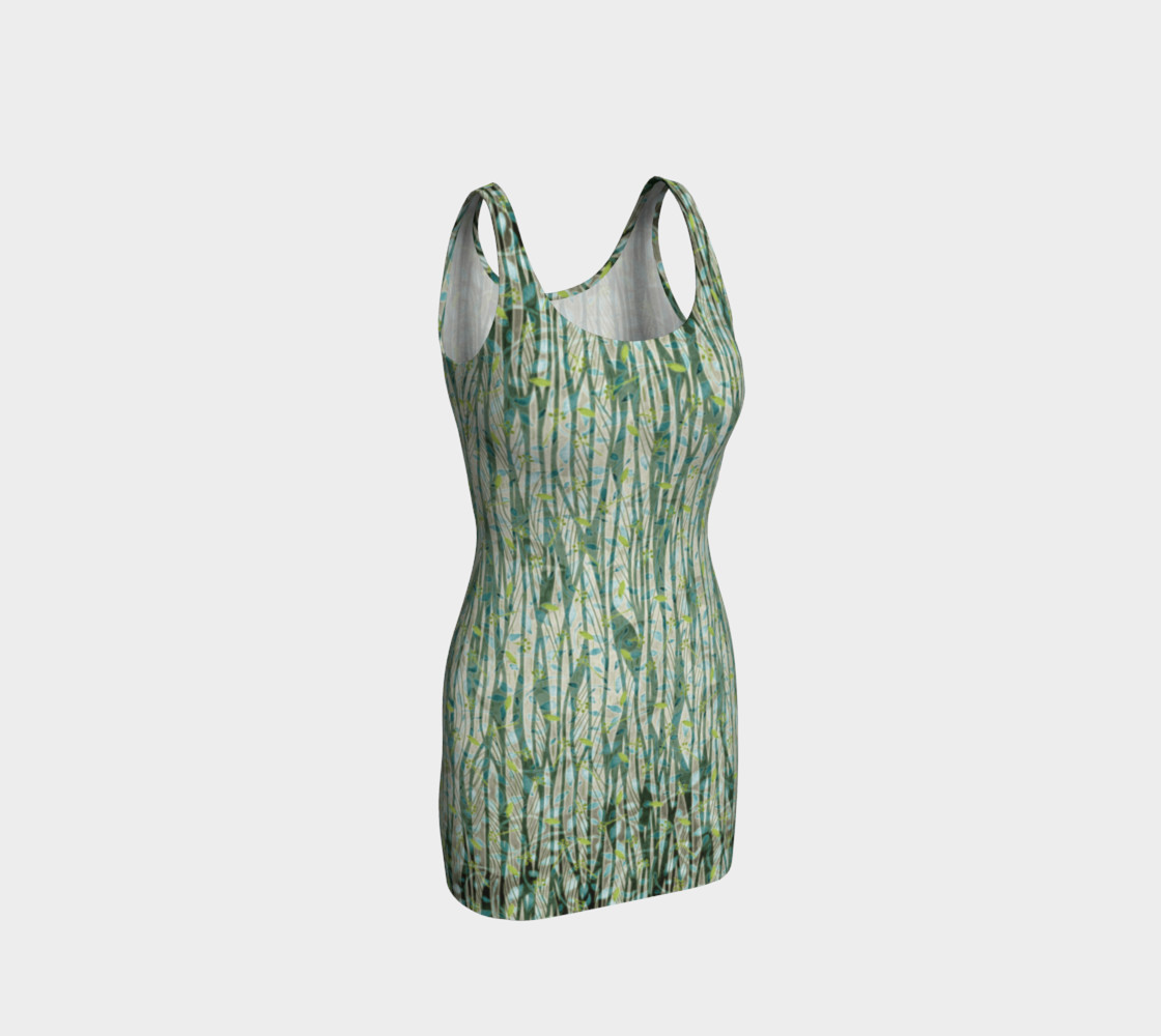 Blue Green Black Nature Floral Fitted Dress preview #1