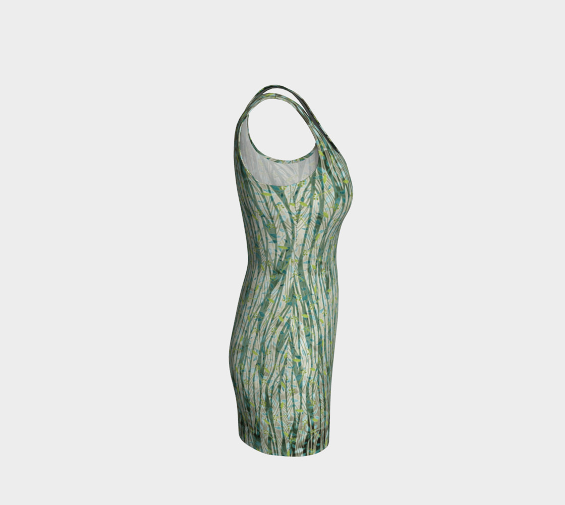 Blue Green Black Nature Floral Fitted Dress preview #4
