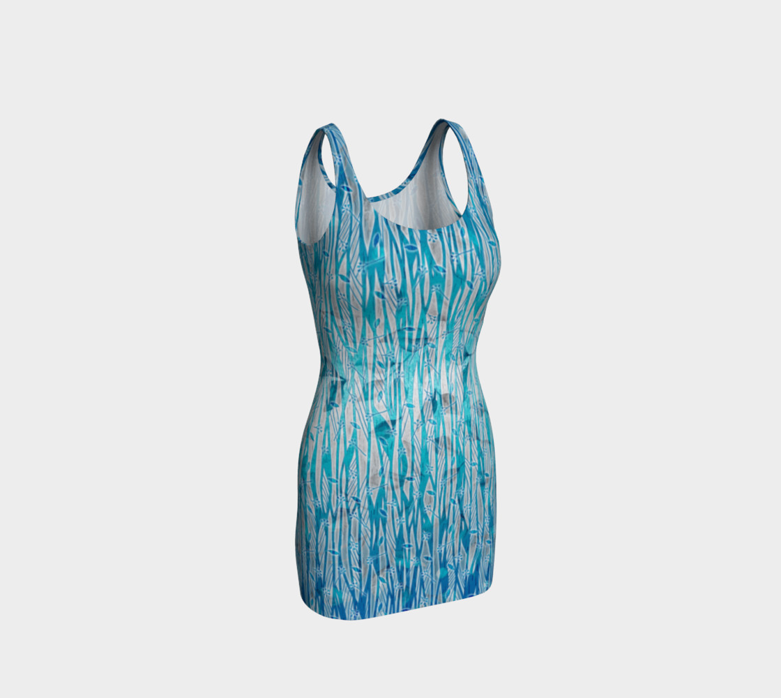 Blue Turquoise Silver Leafy Floral Fitted Dress preview #1