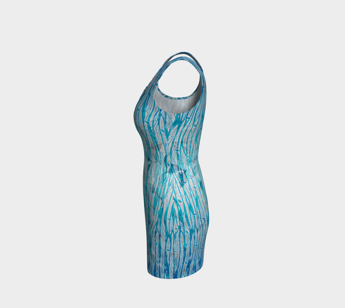 Blue Turquoise Silver Leafy Floral Fitted Dress preview #2