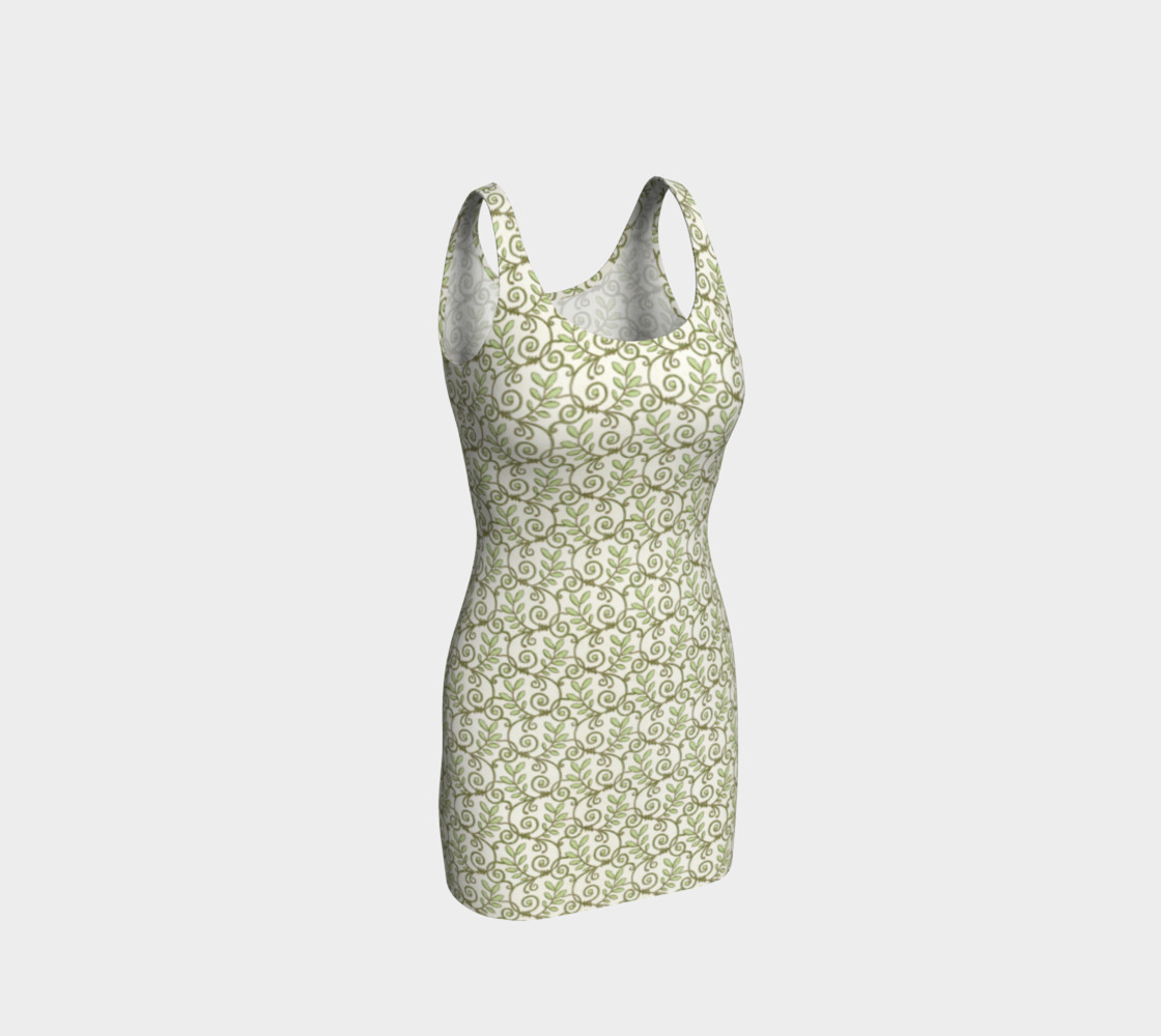 Green Cream Leafy Lace Floral Fitted Dress preview #1