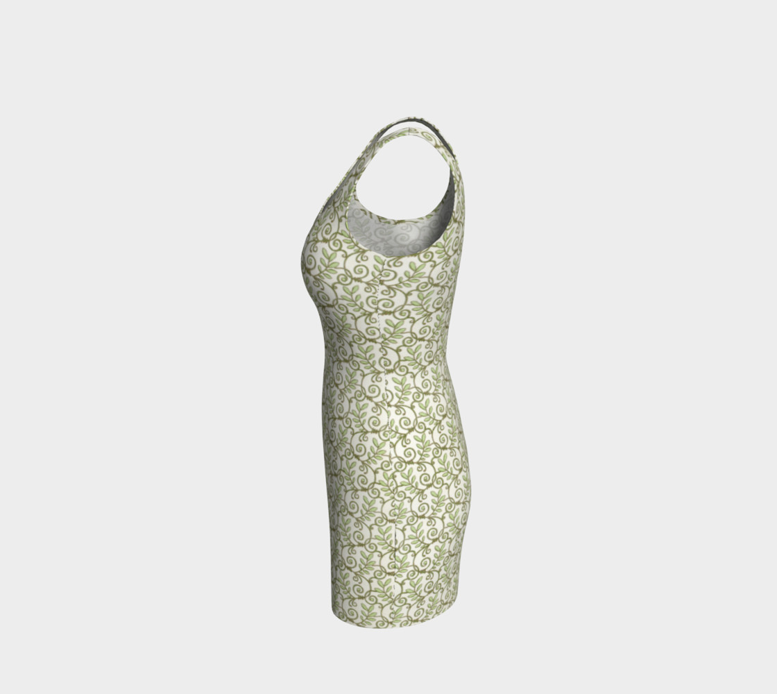 Green Cream Leafy Lace Floral Fitted Dress preview #2