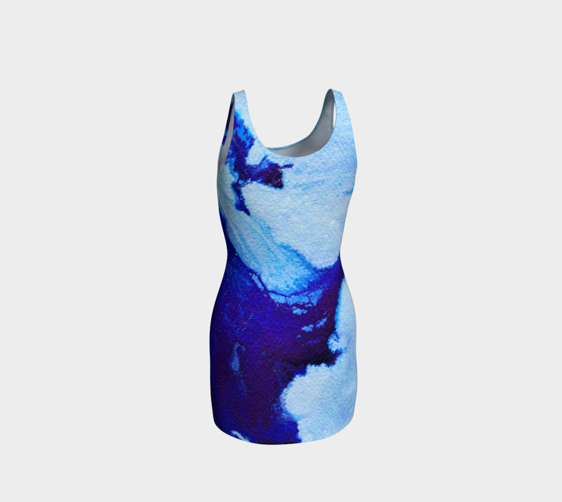 Blue Abstract Marble - Bodycon Dress preview #3