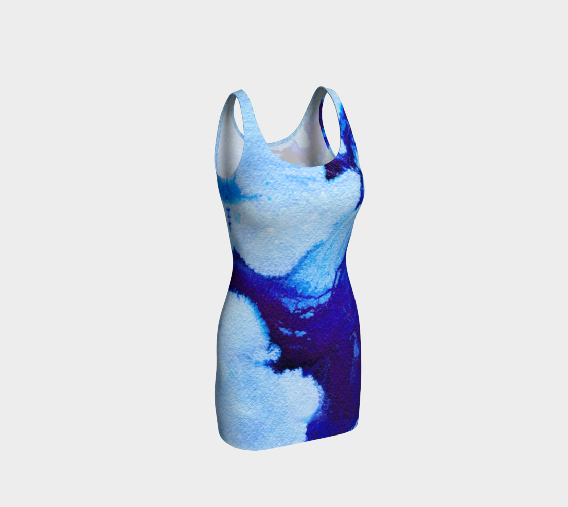 Blue Abstract Marble - Bodycon Dress preview #1