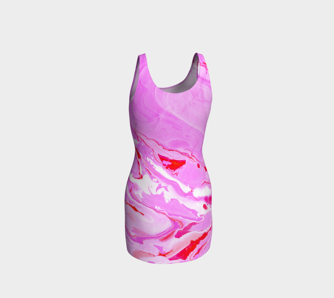 Pink Red Abstract Marble Pattern - Bodycon Dress preview #3
