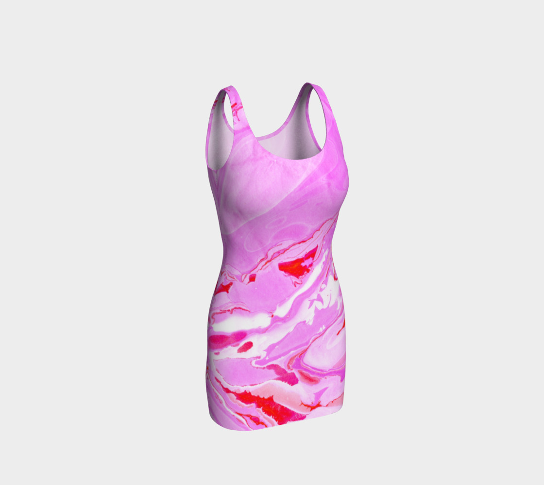 Pink Red Abstract Marble Pattern - Bodycon Dress preview #1