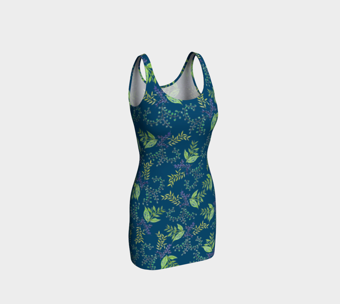 Turquoise Floral Pattern Bodycon Dress preview #1