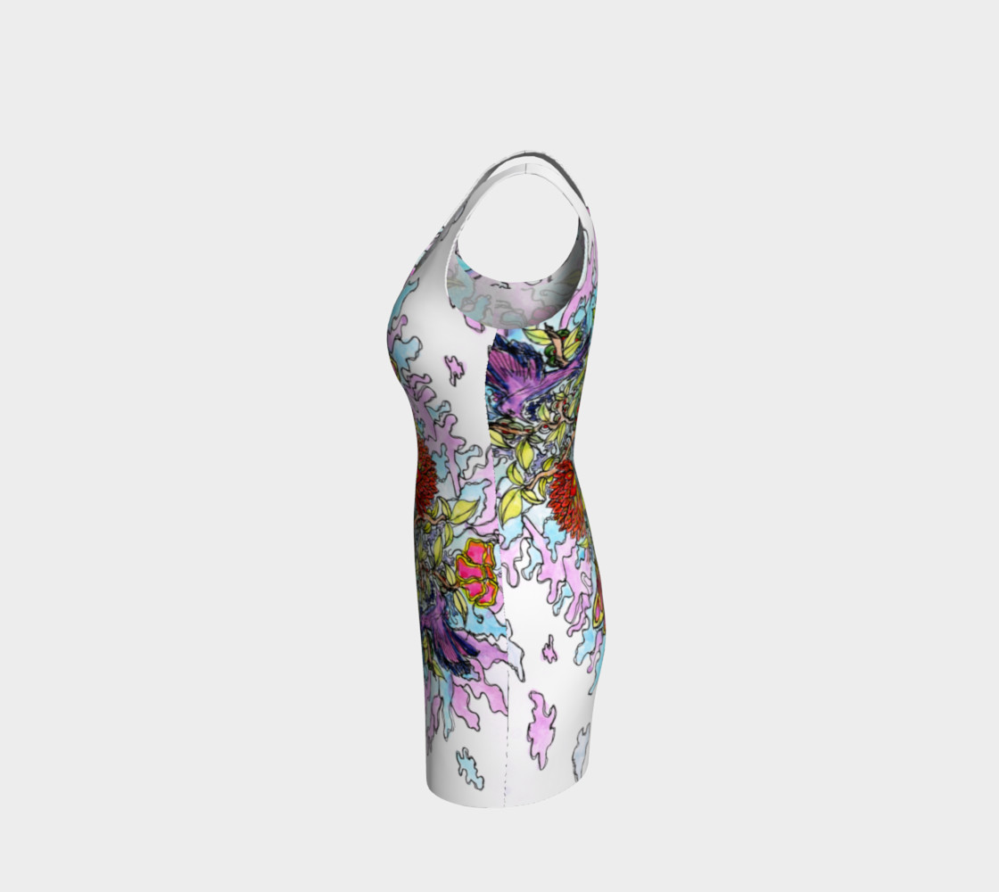 Abstract Colorful Floral Scene Bodycon Dress preview #2