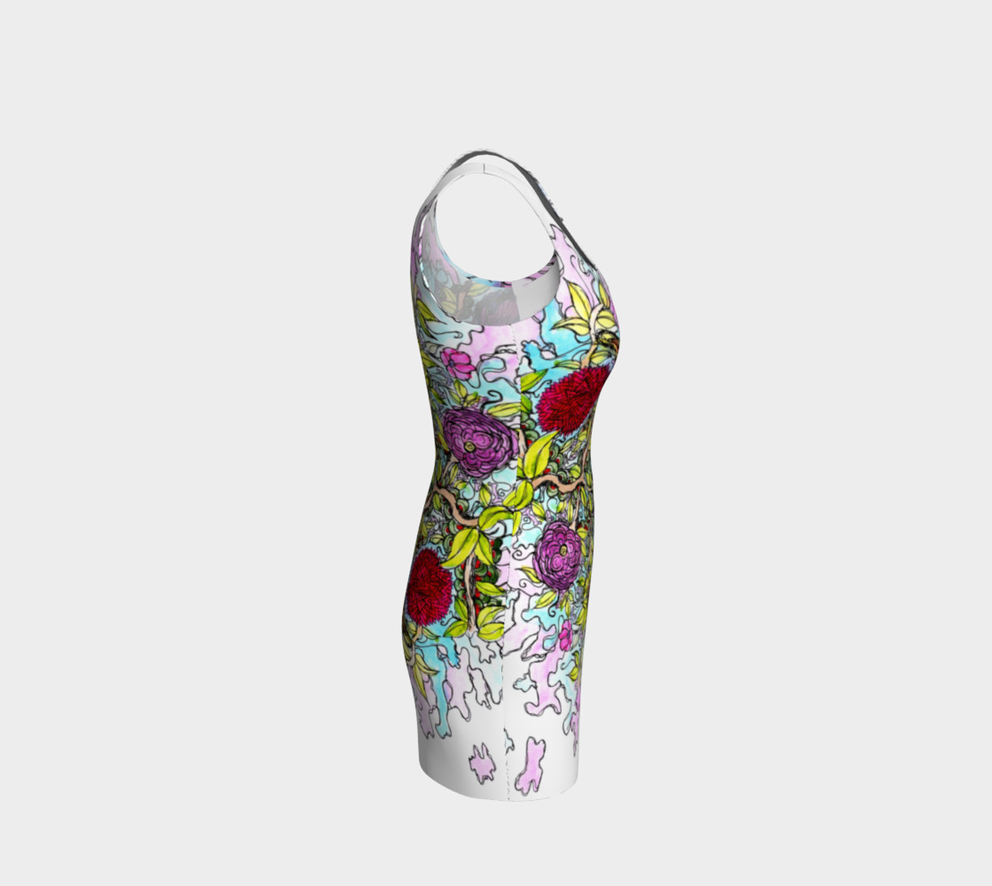 Abstract Colorful Floral Scene Bodycon Dress preview #4